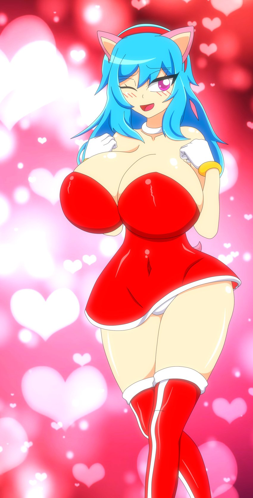 1girls adult amy_rose amy_rose_(cosplay) animal_ears big_ass big_breasts blue_hair boots cosplay crossover dress exposed_shoulders female_only friday_night_funkin gloves headband hedgehog_ears huge_breasts long_hair panties purple_eyes red_boots red_dress short_skirt sky_(friday_night_funkin) sonic_(series) sonic_the_hedgehog_(series) thick_thighs thighhighs wink winking xml_xrossover(artist)