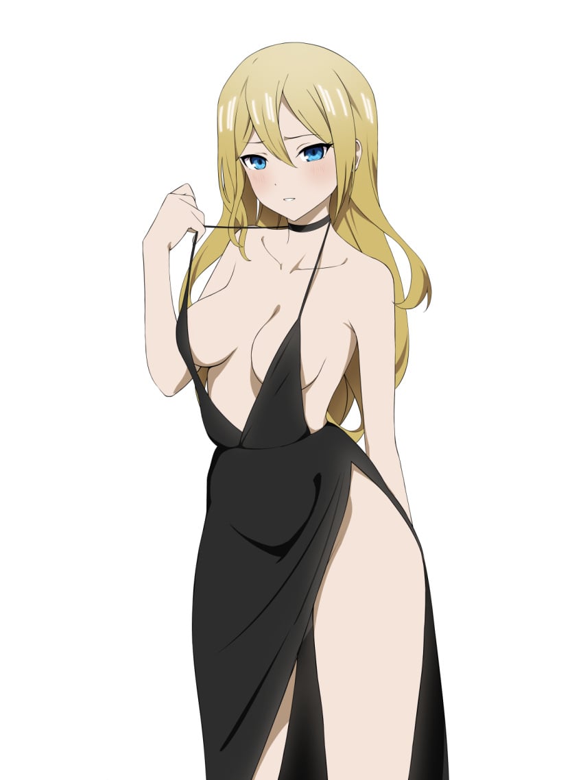 1girls black_dress blonde_hair blue_eyes breasts cleavage clothing coro_fae dress female female_only hair hayasaka_ai kaguya-sama_wa_kokurasetai_~tensai-tachi_no_renai_zunousen~ long_hair neckwear solo solo_female thighs