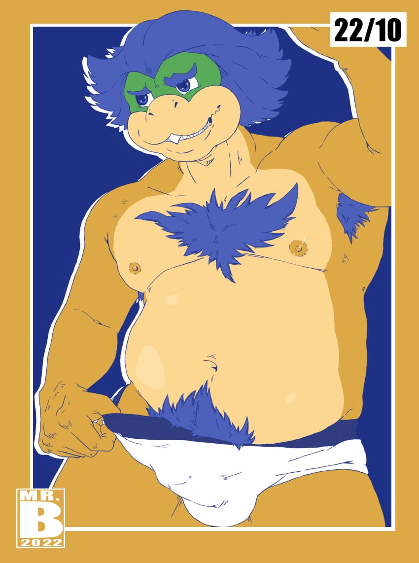 1boy 2022 absurd_res anthro armpit_hair belly body_hair bulge chest_hair chubby_male clothing dragon hi_res koopa koopaling lizard ludwig_von_koopa male male_only mario_(series) mr.brapion nintendo pubes reptile scalie solo super_smash_bros. underwear video_games