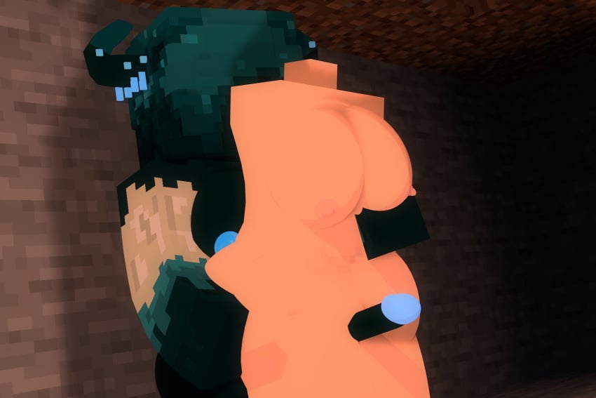 1futa 3d big_breasts big_penis black_body breasts cave commission cyan_hair drispysik erect_nipples erect_penis futa_only horny mine-imator minecraft monster_girl sex_doll sex_toy tagme warden_(minecraft)