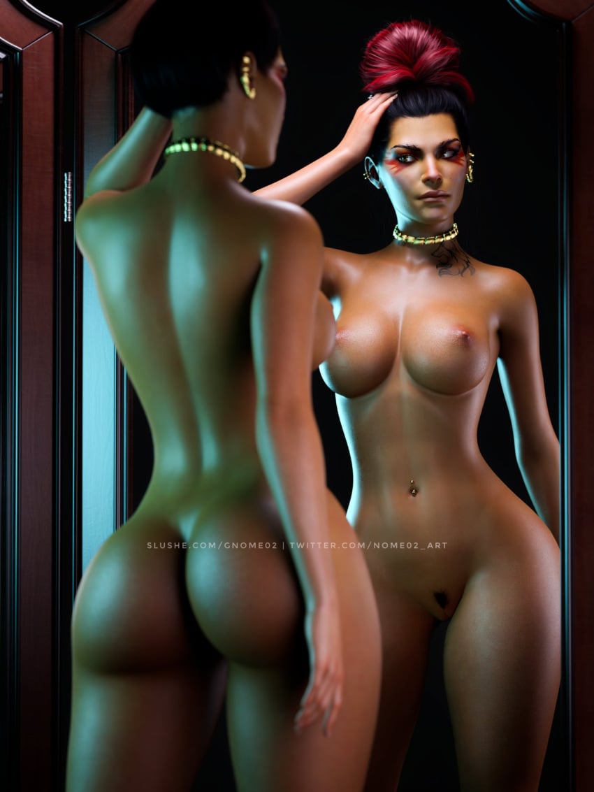 1girls 3d alternate_hairstyle apex_legends ass big_ass brazilian brown_eyes brown_hair bun_hair butt dark-skinned_female dat_ass electronic_arts gnome02 hair_bun hairy_pussy latina loba_(apex_legends) mirror nude nude_female petite red_eyeliner red_eyeshadow red_hair respawn_entertainment seductive_look thick_ass thick_thighs two_tone_hair