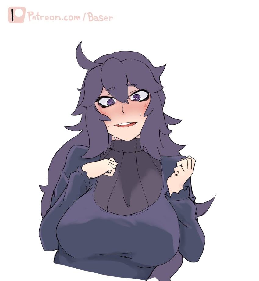 baser_guy breasts clothing crazy dress female female_focus female_only hex_maniac huge_breasts large_breasts nintendo pokemon purple_hair short_hair thick_thighs turtle_neck white_background wide_hips