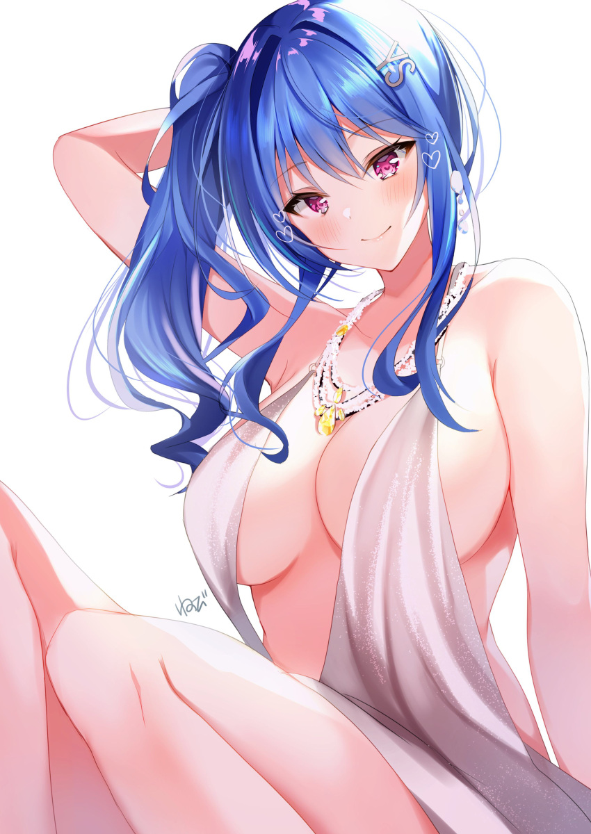 1girls absurd_res absurdres artist_name artist_signature azur_lane backless_dress backless_outfit bangs bare_shoulders big_breasts blue_hair blush blush_lines blushing_at_viewer breasts cleavage dress earrings evening_gown female female_focus female_only grey_dress hair_between_eyes hair_ornament hairclip halter_dress halterneck heart heart-shaped_pupils hi_res high_resolution highres jewelry large_breasts light-skinned_female light_skin looking_at_viewer necklace nenobi_(nenorium) pink_eyes plunging_neckline revealing_clothes shiny shiny_hair side_ponytail sidelocks silver_dress simple_background sitting smile smiling_at_viewer solo solo_female solo_focus st._louis_(azur_lane) st._louis_(luxurious_wheels)_(azur_lane) symbol-shaped_pupils thighs white_background