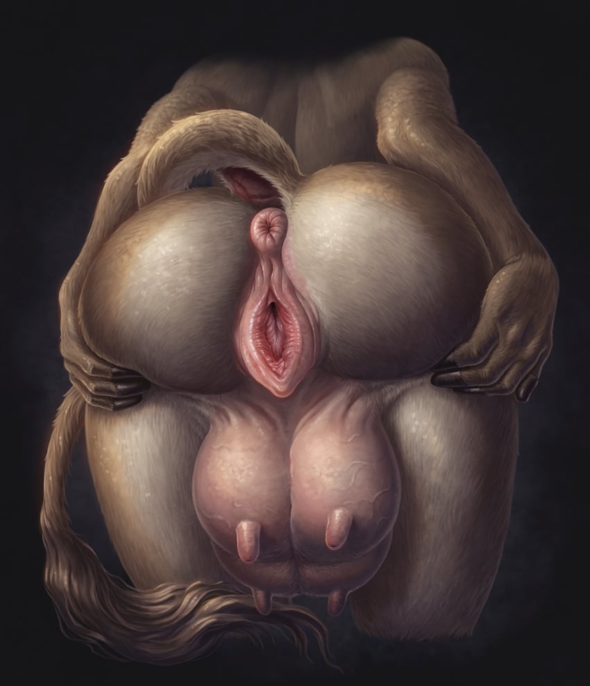 animal_genitalia animal_pussy anthro anus ass better_version_at_paywall bovid bovine bovine_pussy cattle female fingers fur genitals hi_res himeragoldtail mammal nipples non-human_areolae nude pussy solo udders veiny_udders