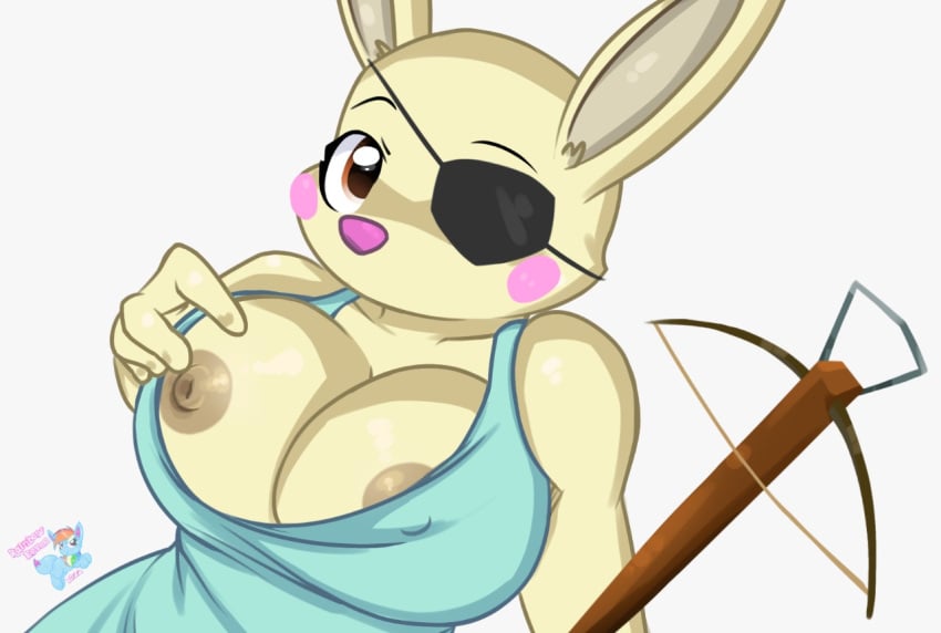 1girls anthro big_breasts breasts bunny_(piggy) female female_focus female_only nipples piggy_(game) rabbit rainboweevee