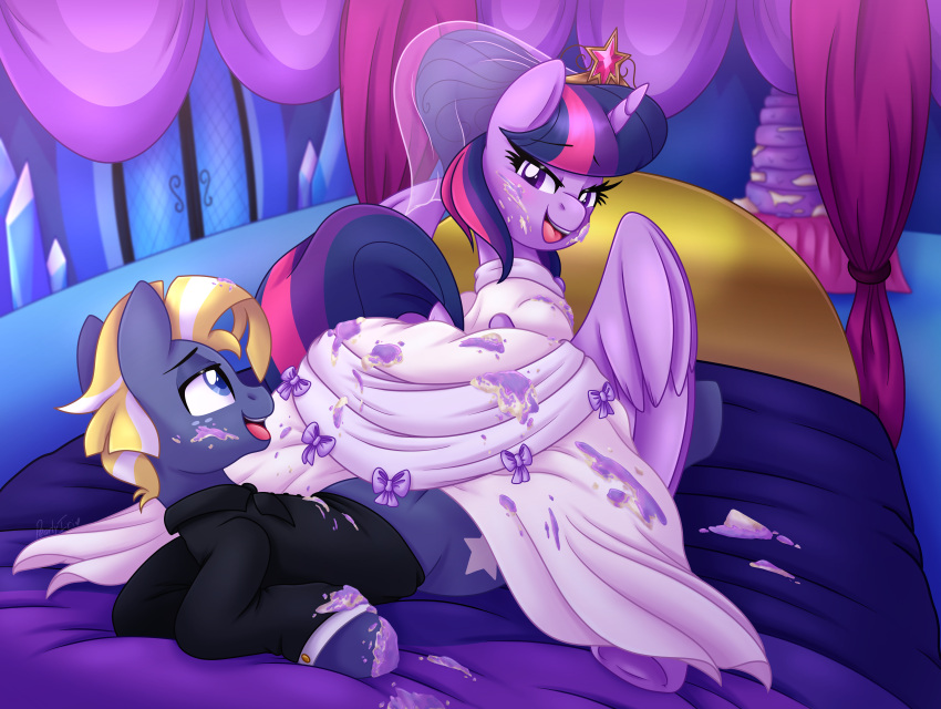 absurd_res alicorn ass big_butt clothed clothed_sex clothing dress equid equine feathers female female_on_top female_penetrated feral feral_on_feral feral_penetrated feral_penetrating feral_penetrating_feral friendship_is_magic hasbro hi_res horn husband_and_wife male male/female male_penetrating male_penetrating_female mammal married_couple my_little_pony on_top pearlyiridescence penetration purple_body purple_feathers sex star_tracker_(mlp) stealth_sex twilight_sparkle_(mlp) wedding_dress wings