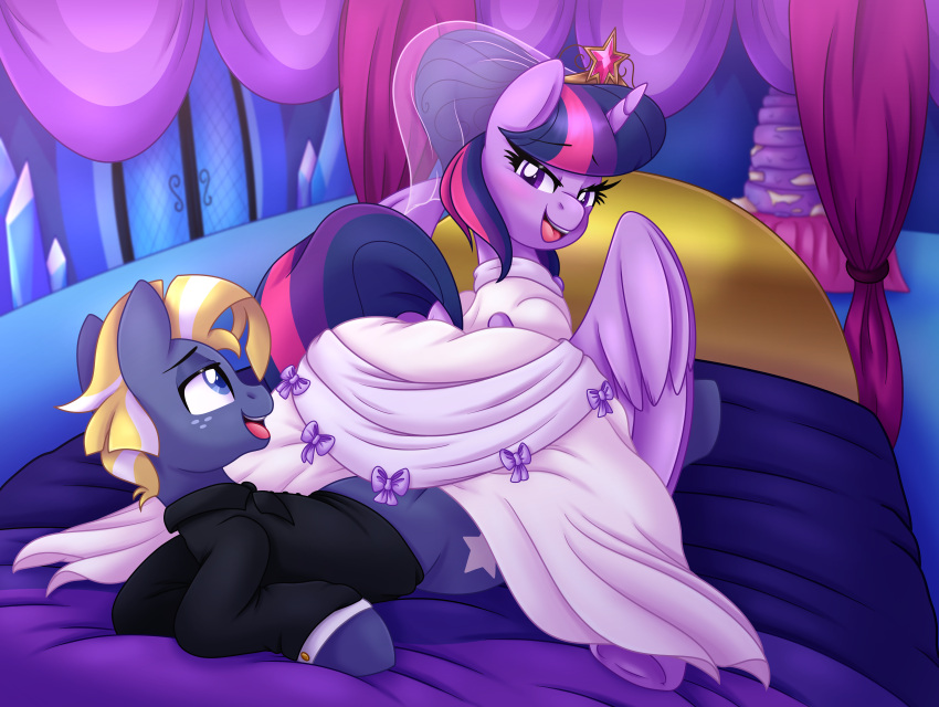 absurd_res alicorn ass big_butt clothed clothed_sex clothing dress equid equine feathers female female_on_top female_penetrated feral feral_on_feral feral_penetrated feral_penetrating feral_penetrating_feral friendship_is_magic hasbro hi_res horn husband_and_wife male male/female male_penetrating male_penetrating_female mammal married_couple my_little_pony on_top pearlyiridescence penetration purple_body purple_feathers sex star_tracker_(mlp) stealth_sex twilight_sparkle_(mlp) wedding_dress wings