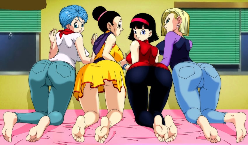 4girls 4milfs android_18 apple_butt ass_in_dress back back_view barefoot big_breasts big_butt black_hair blue_hair breasts bulma_briefs chichi dragon_ball dragon_ball_super dragon_ball_z feet female female_only foxybulma friends fully_clothed gilf gmilf happy legs looking_at_viewer looking_back mature_female milf milfs mother-in-law_and_daughter-in-law multiple_girls short_hair shounen_jump smile smiling tagme thigh_gap videl videl_(dragon_ball_super) yellow_hair