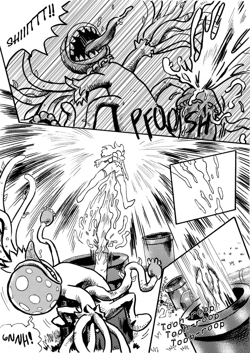 big_penis bigbangbloom black_and_white comic comic_page cum_rocket dialogue english_text excessive_cum huge_cock mario_(series) nintendo pipes piranha_plant plant princess_peach saikyo3b speech_bubble super_mario_bros. tagme tentacle tentacles