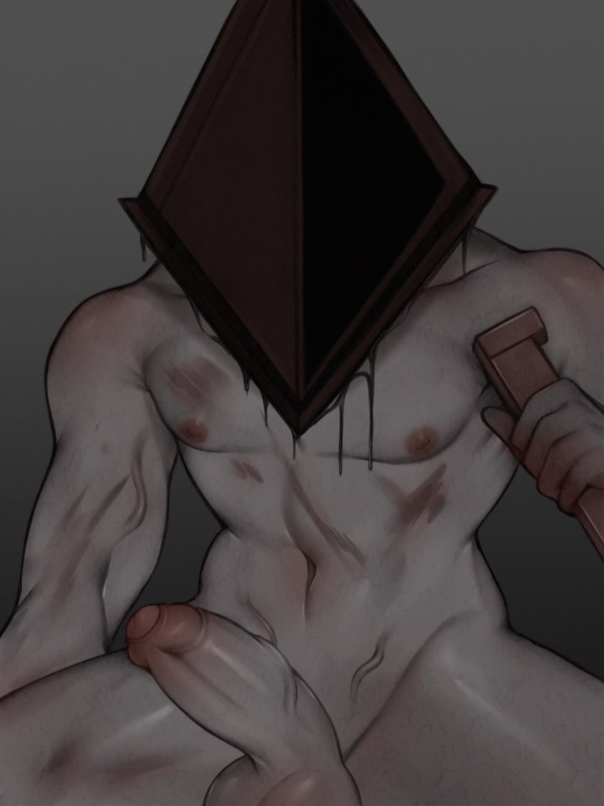 balls blood erection gay gomi-cake helmet male male_only muscles muscular muscular_male nude partially_retracted_foreskin penis pyramid pyramid_head silent_hill solo uncensored uncut veiny_penis