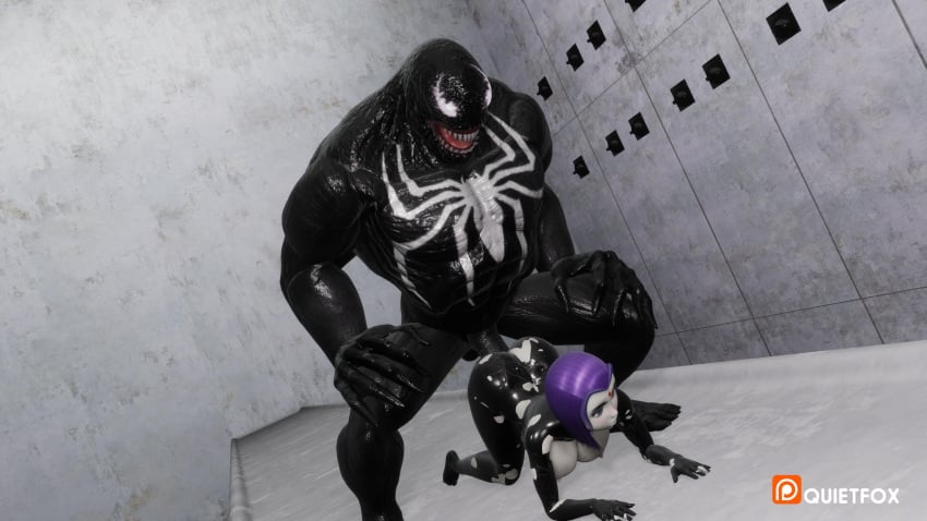 1boy 1girls anal anal_sex big_ass cum cum_in_ass cum_inside dc dc_comics female female_focus female_penetrated huge_ass marvel marvel_comics pale_skin quietfox98 raven_(dc) spider-man_(series) superheroine symbiote teen_titans venom venom_(marvel)