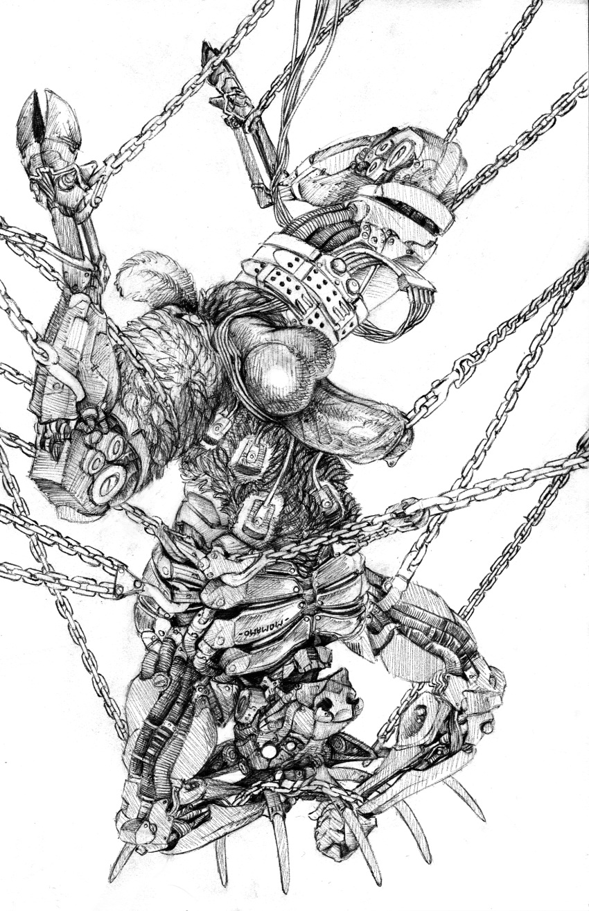 absurd_res anthro antlers ass balls belt cervid cervine chained chains cybernetics cyborg electrode elk foreskin genital_piercing genitals hi_res horn humanoid_genitalia humanoid_penis machine male male_only mammal mechanical_arm mechanical_leg momamo nude penis penis_piercing piercing prince_albert_piercing scut_tail short_tail solo wire