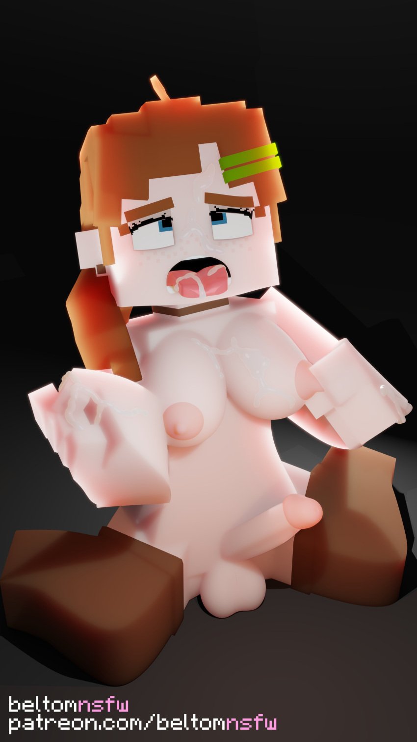 1futa 1girls 3d ahe_gao beltomnsfw blue_eyes breasts brown_hair commission elli_(beltomnsfw) erect_nipples erect_penis freckles futa_only futanari horny mine-imator minecraft open_mouth orgasm_face outside sitting stockings tagme