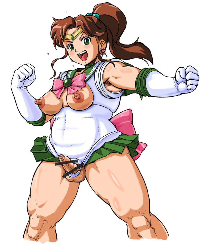 1futa armpit_hair balls bar_censor bishoujo_senshi_sailor_moon bottomless breasts brown_hair censored chubby chubby_futanari clothed clothing dickgirl elbow_gloves erect_nipples erect_penis erection foreskin futa_only futanari gloves green_eyes human intersex light-skinned_futanari light_skin makoto_kino mostly_clothed nipples open_mouth pale-skinned_futanari pale_skin panchi_za_mokin penis pubic_hair sailor_jupiter small_balls small_breasts small_penis solo solo_futa standing testicles uncut unretracted_foreskin