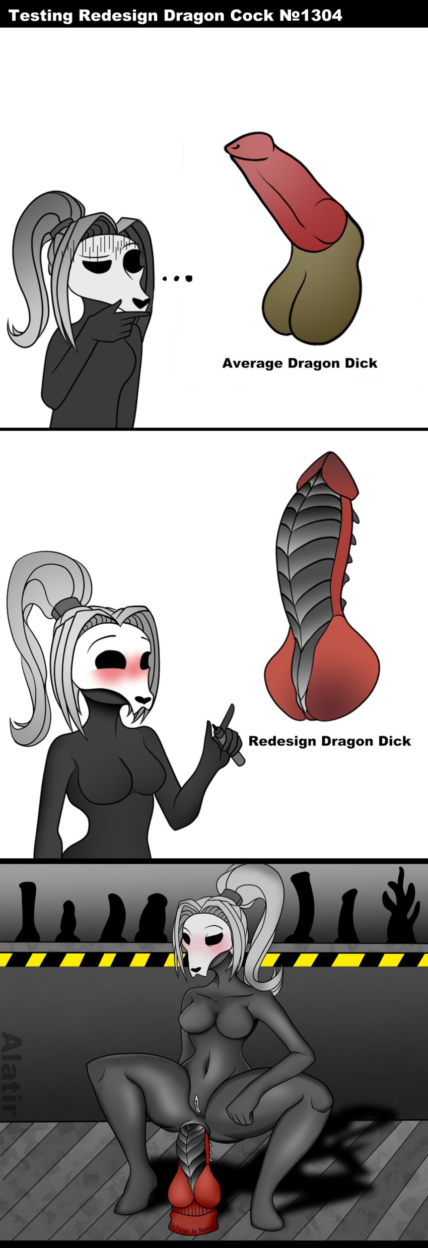 1girls 2d 2d_(artwork) 2koma alatir anal anal_insertion anal_object_insertion animal_genitalia animal_penis black_skin blush comic cowgirl_position dark_skin dildo dildo_in_ass dildo_insertion dildo_riding dildo_sitting dragon_penis female female_focus female_only masturbation neytirix nude nude_female sex_toy solo tagme white_hair youtube youtuber