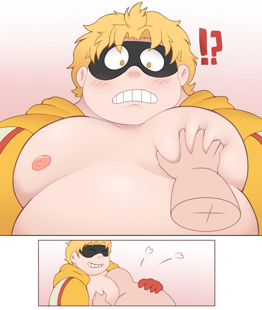 belly bhm big_belly blush disembodied_hand fat fat_male fatgum groping gumpanag0 male male_only moob_grab moobs motorboating my_hero_academia obese overweight overweight_male toyomitsu_taishirou