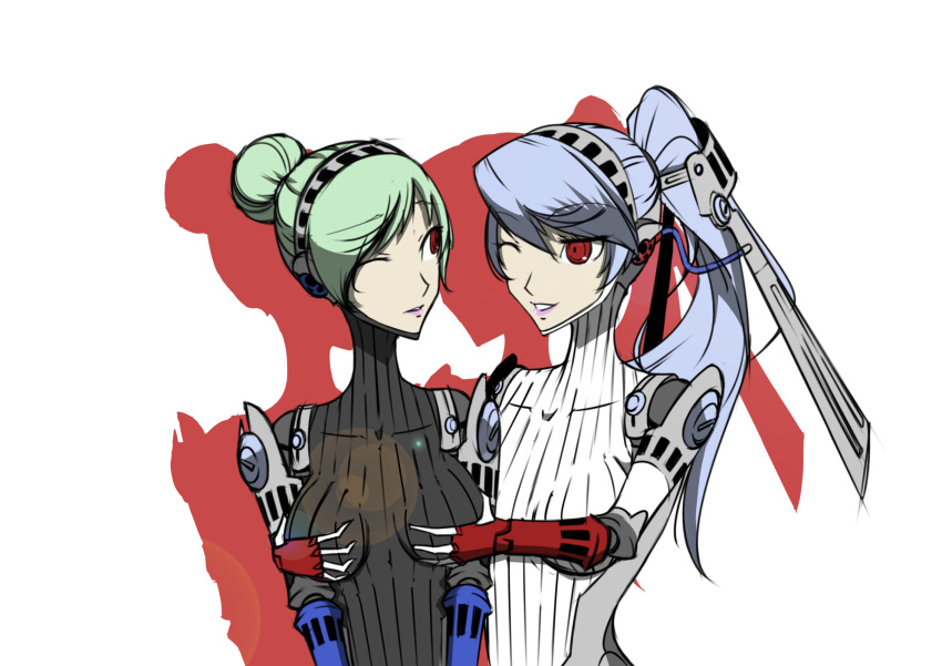 2girls android android_girl breasts female female_only girl labrys multiple_girls nsfw persona persona_4 persona_4_arena robot robot_girl unit_024