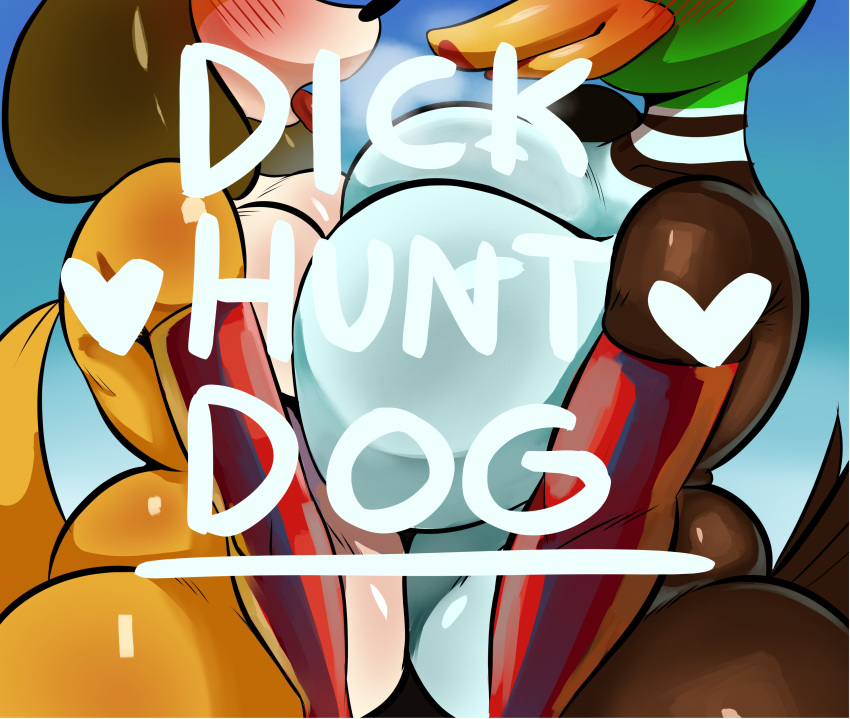 1boy 1girls anthro anthro_only anthrofied avian beak big_breasts black_nose blush breast_press breasts brown_body brown_feathers canine cleavage close-up dog_ears domestic_dog duck duck_hunt duck_hunt_dog duck_hunt_duck duo elbow_gloves english_text eyes_out_of_frame feathers female femboy fur furry girly gloves green_body green_feathers hi_res huge_breasts isolatedartest male mammal multicolored_body nintendo open_mouth side_view smile tail tail_feathers tan_fur text tongue tongue_out visible_breath white_body white_feathers