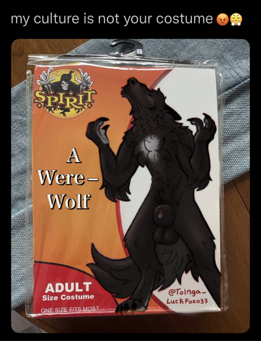 1boy animal_genitalia anthro balls big_balls big_sheath black_body canid canine canis english_text genitals hi_res male male_only mammal package sheath solo solo_focus text tolnga were werecanid werecanine werewolf wolf