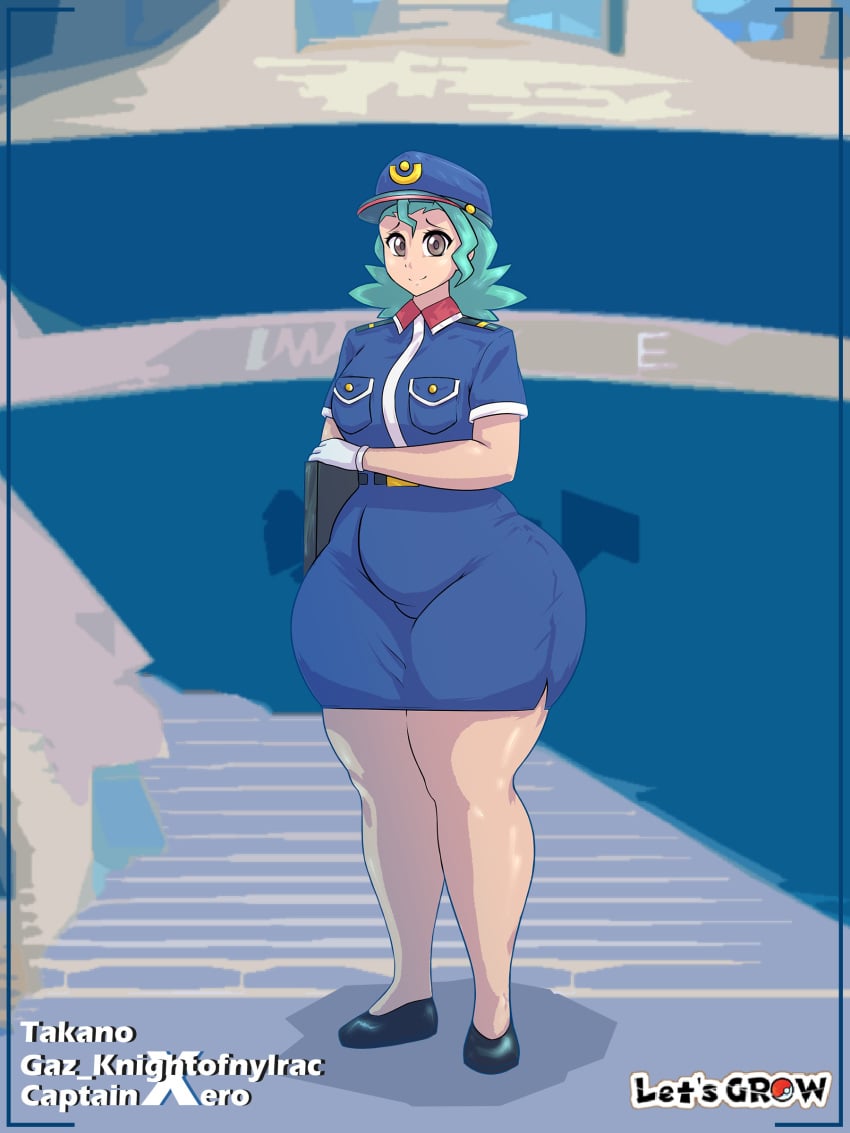 1girls ass ass_expansion blue_hair captainxero clothing female female_only gaz_of_nylrac human human_only nintendo officer_jenny_(galar) officer_jenny_(pokemon) pokemon police police_uniform policewoman solo_female takano_(artist) thick_thighs wide_hips