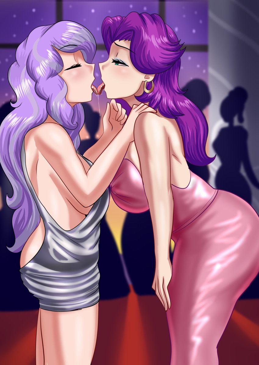 2girls age_difference aged_up big_breasts breast_squish breasts closed_eyes cogbrony cougar daughter diamond_tiara_(mlp) dress drool drool_string drooling eyeshadow fancy_clothing female female_focus female_only friendship_is_magic hasbro human humanized incest kissing mermaid_dress milf minidress mother mother_and_child mother_and_daughter my_little_pony saliva saliva_string sloppy sloppy_kiss spoiled_milk-rich spoiled_rich_(mlp) yuri