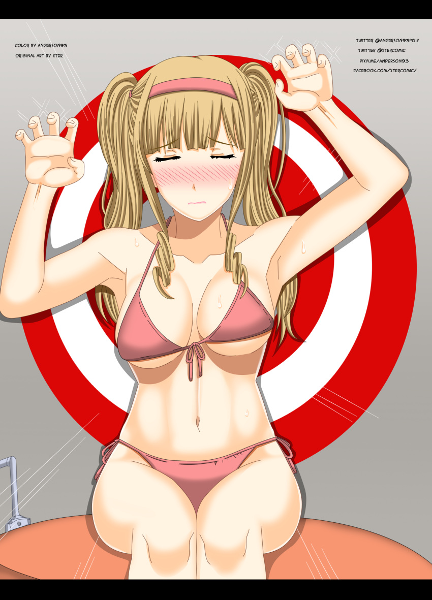 anderson93 blush breasts female head_ornament nut-chan solo_female swimsuit tagme target