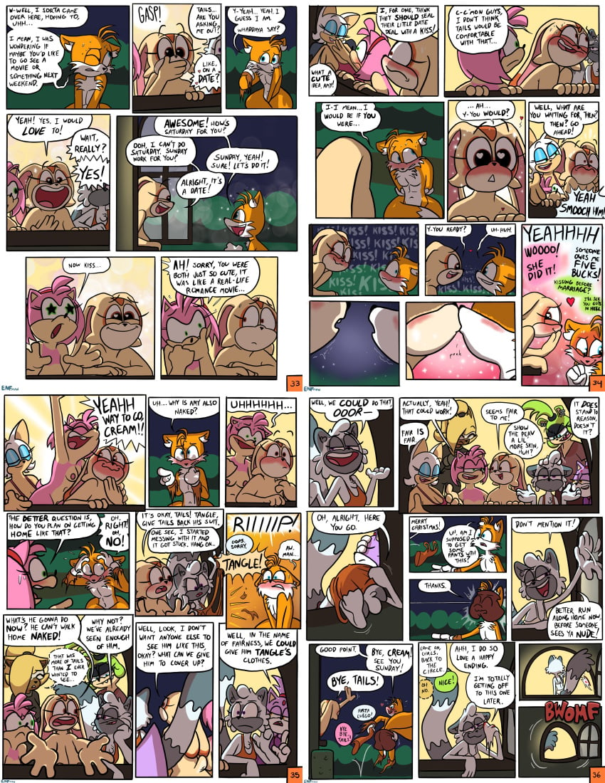 aged_up amy_rose balls blaze_the_cat breasts cfnm clothed_female_nude_male comic covering_crotch cream_the_rabbit dialogue embarrassed embarrassed_nude_male idw_comics idw_publishing kissing mobian_(species) multiple_pages page_29 page_32 rouge_the_bat sega sonic_(series) sonic_the_hedgehog_(comics) sonic_the_hedgehog_(idw) sonic_the_hedgehog_(series) stripped stripped_naked surge_the_tenrec tails tangle_the_lemur theenfman torn_clothes whisper_the_wolf wholesome