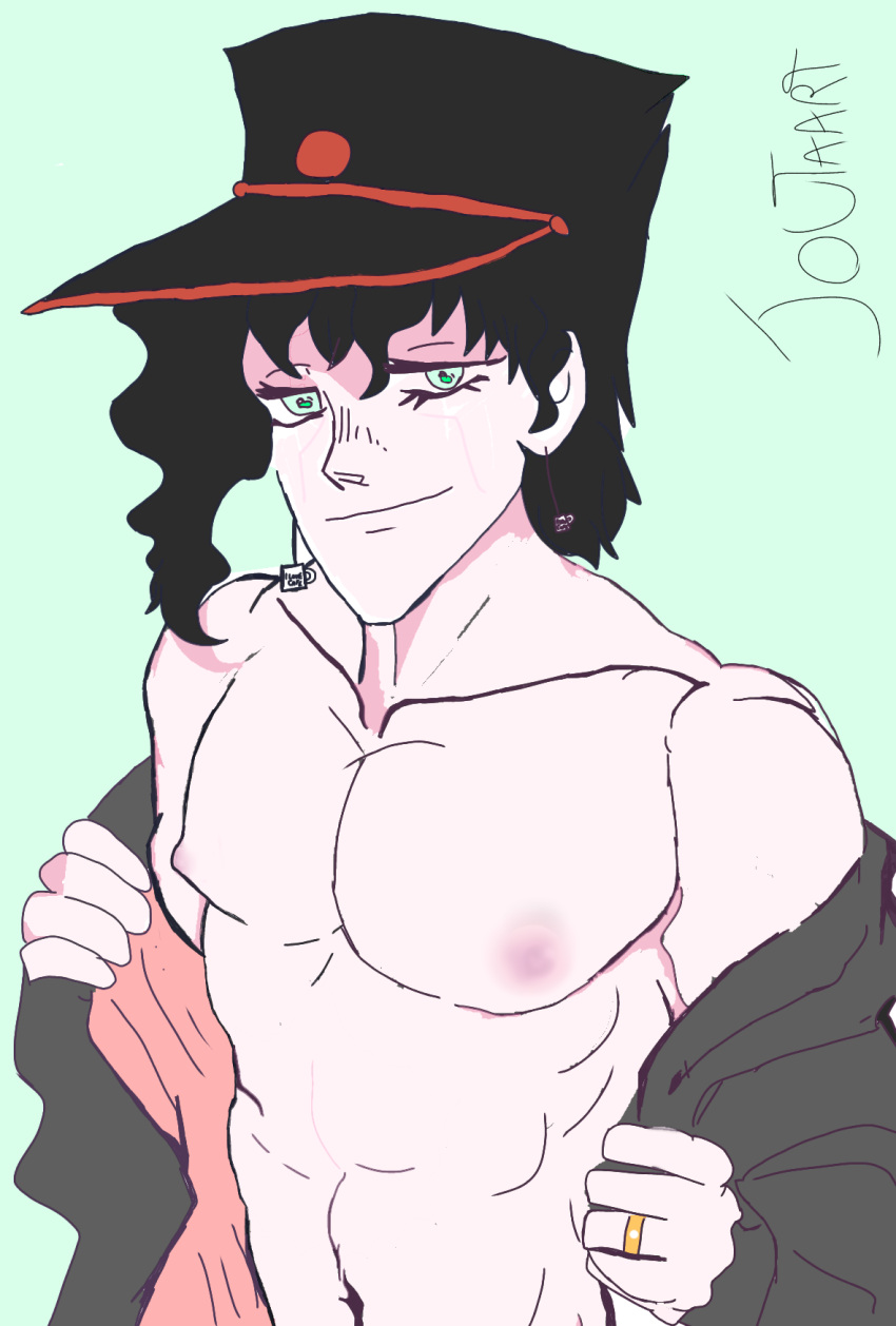 black_hair jojo's_bizarre_adventure jouta_kujo joutaart looking_at_viewer male_focus male_only nipples solo_male