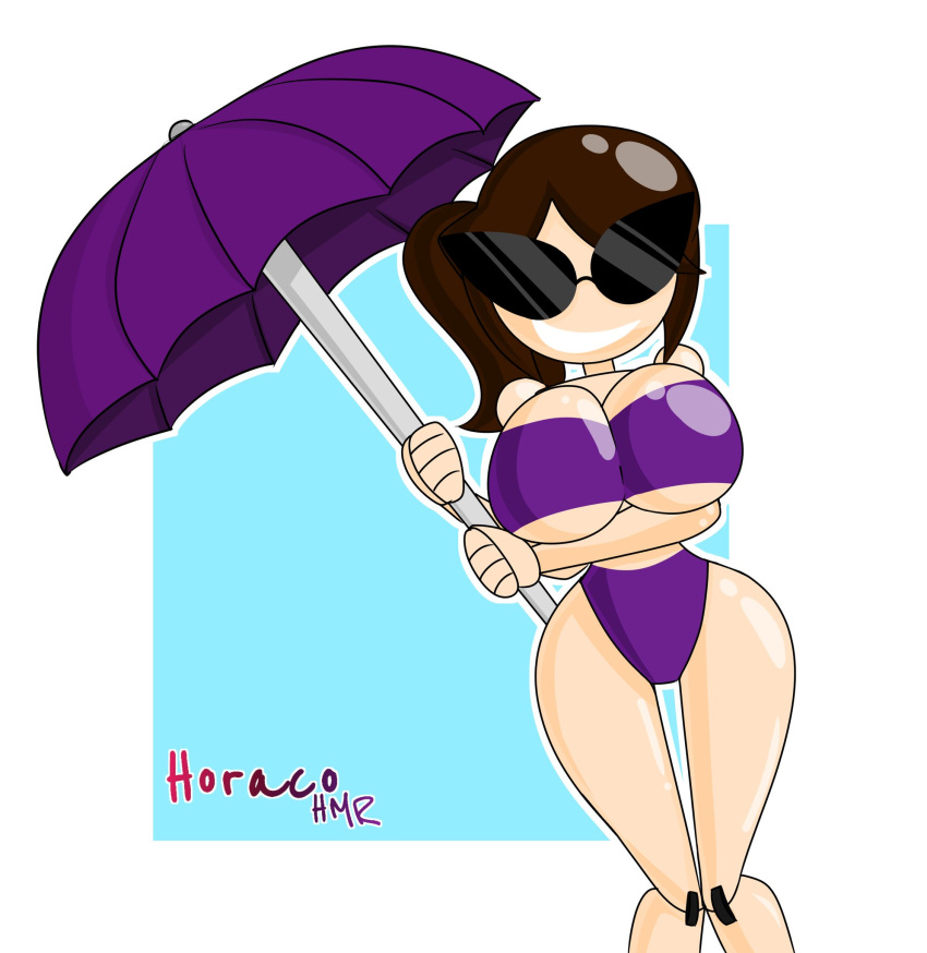 1girls 2019 bikini cyan_(thehoraco) female female_only horaco knick_knack large_breasts sunglasses sunnification sunny_miami tagme thehoraco umbrella