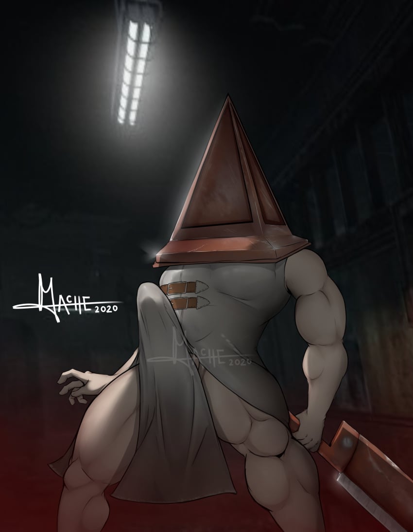 balls bara big_bulge boner bulge erection erection_under_clothes gay mache male male_only muscles muscular muscular_male penis pyramid pyramid_head silent_hill silent_hill_2 solo solo_male thick_thighs tight_clothing weapon