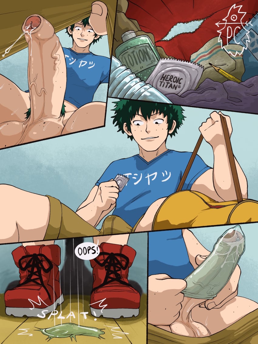 condom izuku_midoriya katsuki_bakugou macro male male_focus male_only micro my_hero_academia pinecone_chicken pubic_hair_in_foreskin size_difference tagme trapped_in_condom yaoi