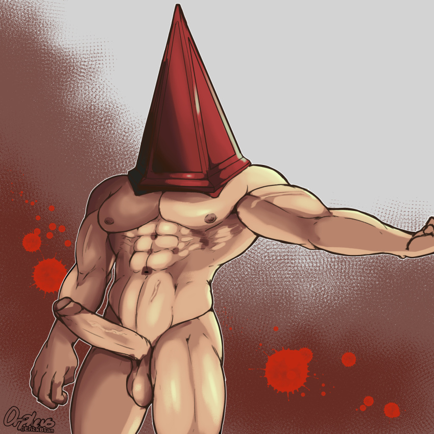 balls bara big_penis boner erection erickbsan gay male male_only muscles muscular penis pyramid pyramid_head silent_hill silent_hill_2 solo solo_male