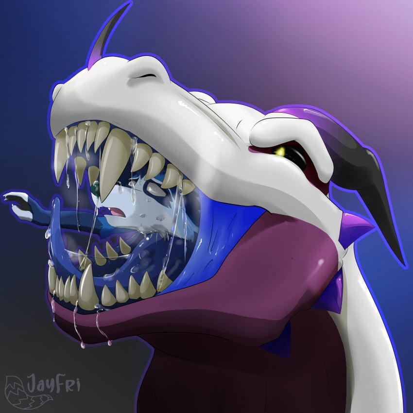 absurd_res anthro bodily_fluids draconid dragon dripping drooling drooling_on_partner duo fangs feral forced hi_res horn humanoid jayfri male male/male mammal mawplay mouth_shot neck_bulge neckbulge open_mouth oral_vore predator/prey prey procyonid raccoon reaching_out reptile saliva saliva_drip saliva_on_face saliva_on_tongue saliva_string salivating scalie sharp_teeth slipping swallowing teeth tongue tongue_out vore