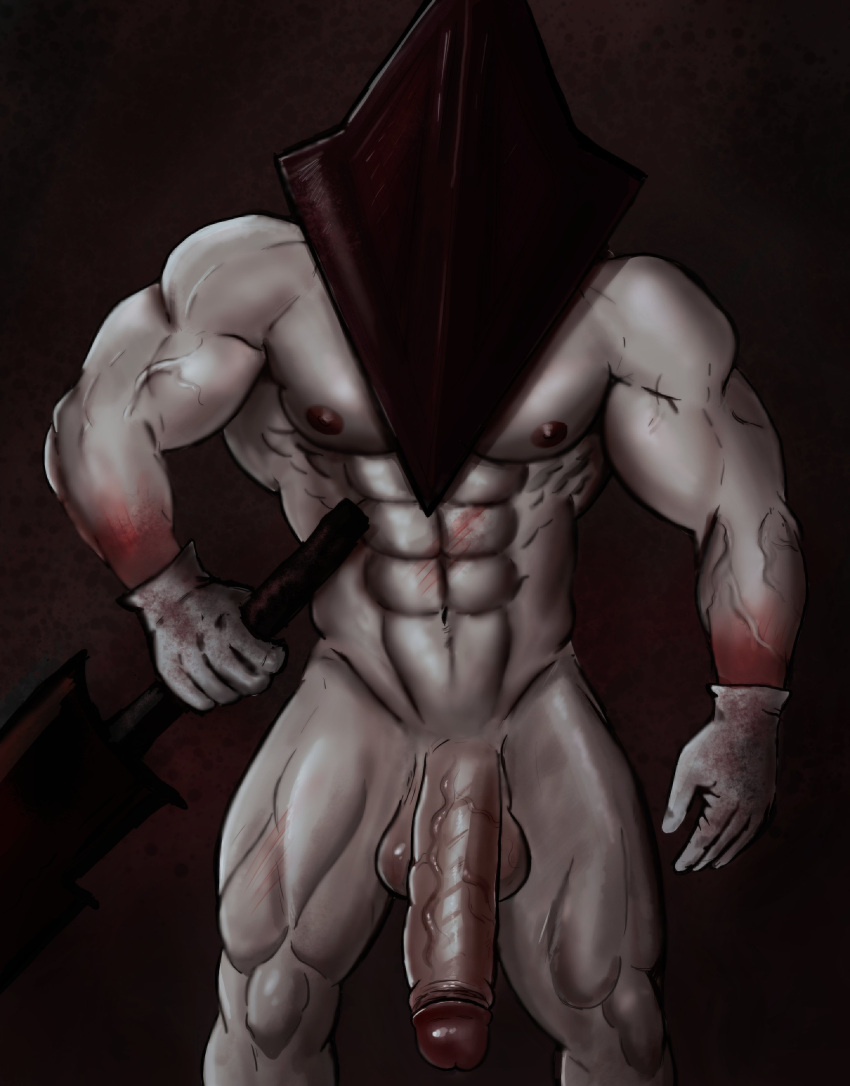 balls bara big_balls big_penis boner erection gay male male_only muscles muscular penis pyramid pyramid_head silent_hill silent_hill_2 solo solo_male viryen