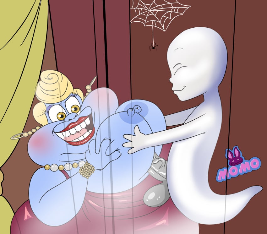 absurd_res aunt_and_nephew balls big_breasts blonde_hair bracelet breasts casper_(casper_the_friendly_ghost) casper_the_friendly_ghost closed_eyes clothing dreamworks dress ear_piercing ear_ring fatso_(casper_the_friendly_ghost) genitals ghost hair harvey_comics hi_res humanoid humanoid_genitalia humanoid_penis incest jewelry momokarin necklace nephew nipples penis piercing ring_piercing rule_63 spirit universal_studios vein veiny_penis yellow_eyes