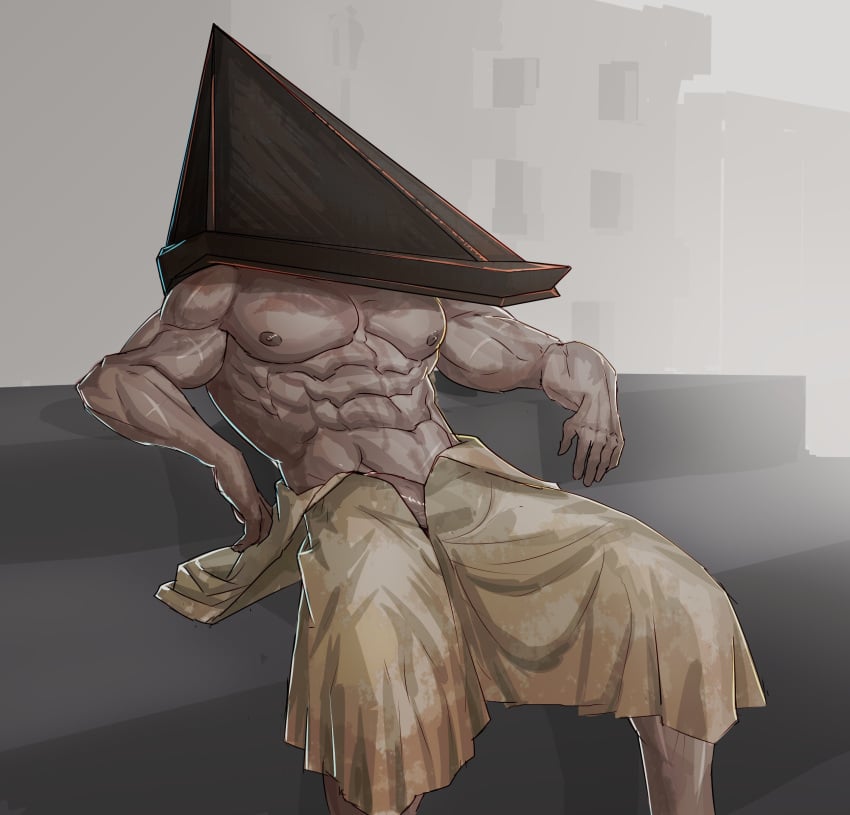 apron balls bara boner erection gay male male_only muscles muscular partially_clothed penis pyramid pyramid_head sedo sedo_(usingincognito) silent_hill silent_hill_2 solo solo_male spread_legs usingincognito