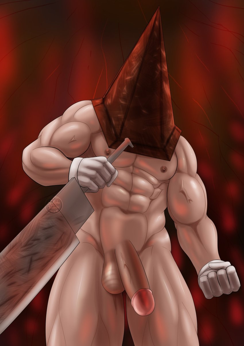 alabuster balls bara gay male male_only muscles muscular penis pyramid pyramid_head silent_hill silent_hill_2 solo solo_male