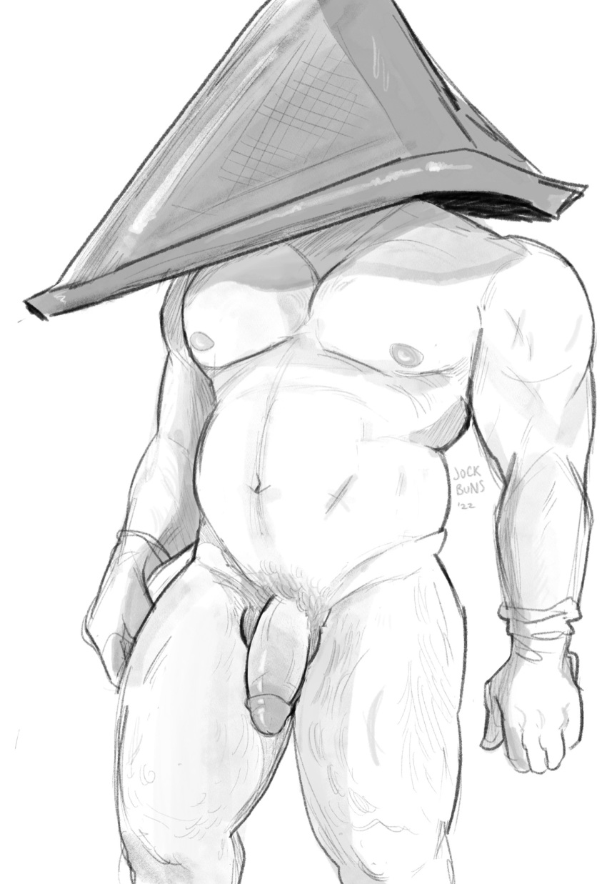 balls bara circumcised circumcision_scar gay jockbuns male male_only monochrome muscles muscular penis pyramid pyramid_head silent_hill silent_hill_2 solo solo_male tallywhacker