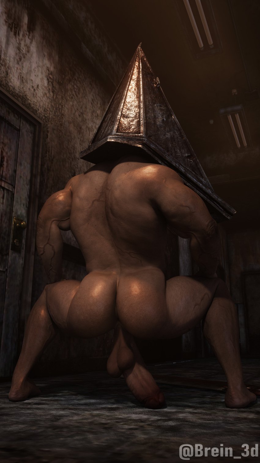 3d 3d_(artwork) backsack balls bara boner brein_3d broly_culo erection gay male male_only muscles muscular penis pyramid pyramid_head silent_hill silent_hill_2 solo solo_male spread_legs