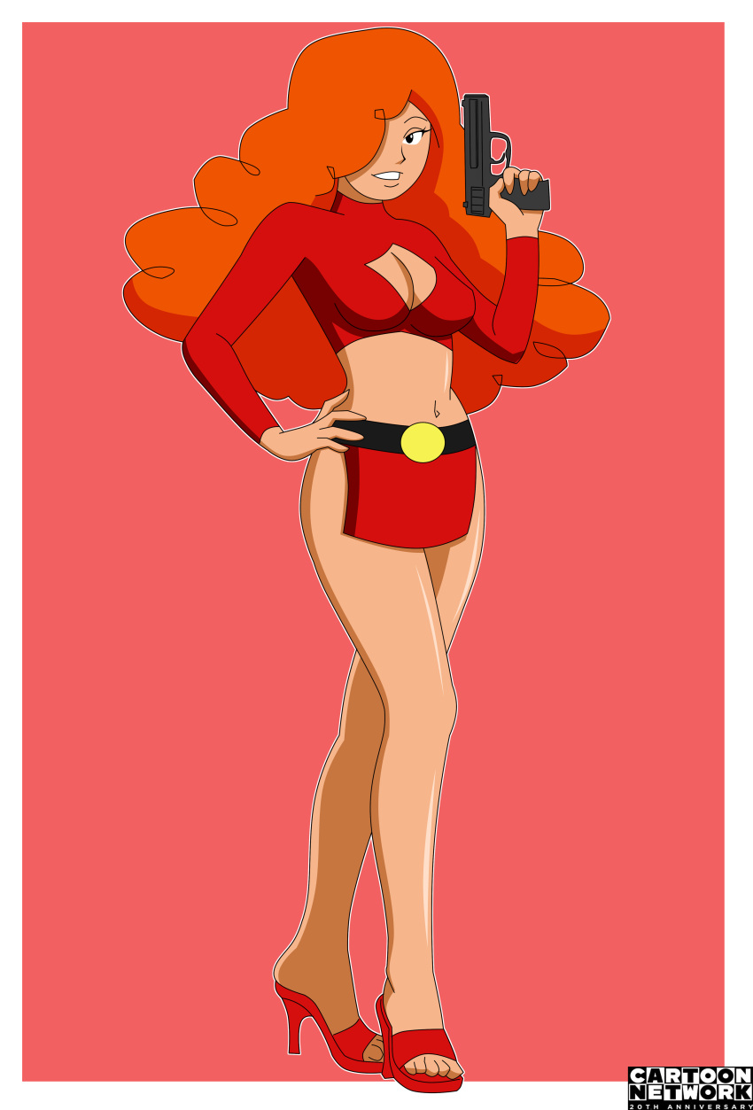 cleavage clothing female_only full_body gun pervyangel powerpuff_girls sara_bellum solo solo_female