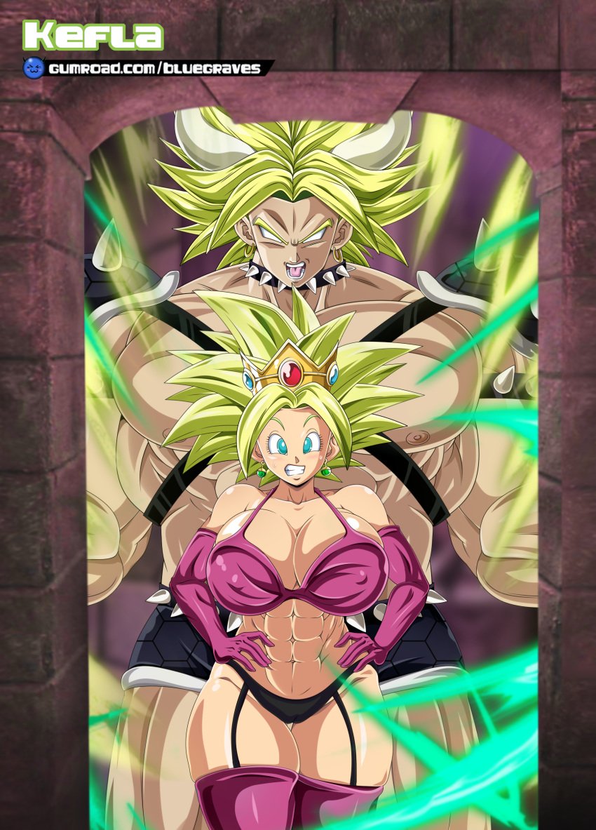 1boy 1girls abs alien alien_girl alternate_breast_size alternate_timeline belly belly_button big_breasts big_hair big_thighs blue_eyes bluegraves blush bowser bowser_(cosplay) bracelet bracelets breasts broly broly_(dragon_ball_z)_1993 brown_skin busty cleavage clothed cosplay crossover crown curvaceous curvy curvy_figure dragon_ball dragon_ball_super dragon_ball_xenoverse dragon_ball_z earrings female fusion future gloves green_eyes green_hair halloween halloween_costume harness holidays horns hourglass hourglass_figure huge_breasts huge_thighs kefla large_breasts leggings legs looking_at_viewer male mario_(series) multiverse muscular muscular_female muscular_male nipples open_clothes open_mouth parody pink_clothes pink_clothing pool poolside potara_earrings princess princess_peach princess_peach_(cosplay) revealing_clothes shell shounen_jump shy size_difference skirt slim_waist smile spiky_hair sports_bra super_saiyan super_saiyan_2 sweat sweatdrop thick_thighs thighs universe_6 voluptuous wavy_hair wide_hips