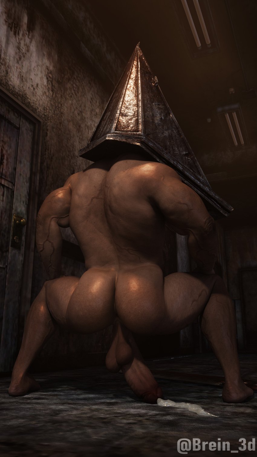 3d 3d_(artwork) backsack balls bara boner brein_3d broly_culo cum erection gay male male_only muscles muscular penis pyramid pyramid_head silent_hill silent_hill_2 solo solo_male spread_legs