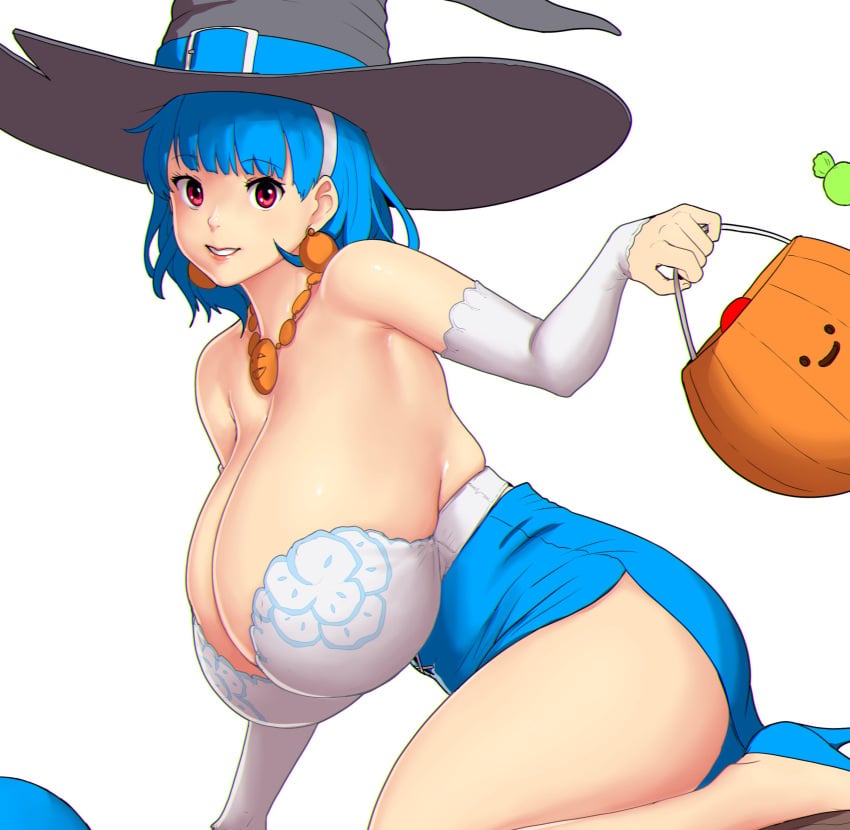 1girls armpits bakunyuu bare_shoulders belt_buckle black_headwear blue_belt blue_dress blue_footwear blue_hair blue_hair_female blue_high_heels blue_shoes blunt_bangs breasts breasts_bigger_than_head buckle bursting_breasts candy cleavage collarbone curvaceous dress dress_slit earrings elbow_gloves erkazooya errorkazoo eyebrows_visible_through_hair fingerless_elbow_gloves fingerless_gloves hair_ornament hairband halloween halloween_2022 halloween_bucket halloween_costume halloween_pumpkin hanging_breasts hat_belt hi_res high_heeled_shoes high_heels high_resolution highres huge_breasts huge_cleavage human large_hat leg_up makeup necklace orange_necklace original original_character overflowing_breasts plain_background pumpkin_earrings red_eyes red_eyes_female rina_atherina rina_atherina_(errorkazoo) shaved_armpit short_hair short_hair_female side_slit side_view sideboob simple_background skindentation smile smiling_at_viewer solo solo_female strapless strapless_dress thick_thighs top_heavy_breasts underbust voluptuous voluptuous_female white_background white_elbow_gloves white_fingerless_gloves white_hair_ornament white_hairband witch witch_costume witch_hat