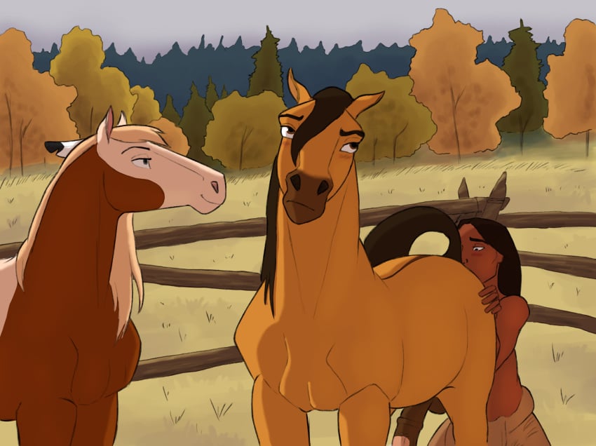 anal animal_genitalia animal_penis blush dreamworks ekayas embarrassed equid equine equine_penis feral gay genitals hi_res horse human interspecies little_creek male male/male mammal oral penis rain_(cimarron) rimming sex spirit:_stallion_of_the_cimarron spirit_(cimarron) tsundere zoophilia