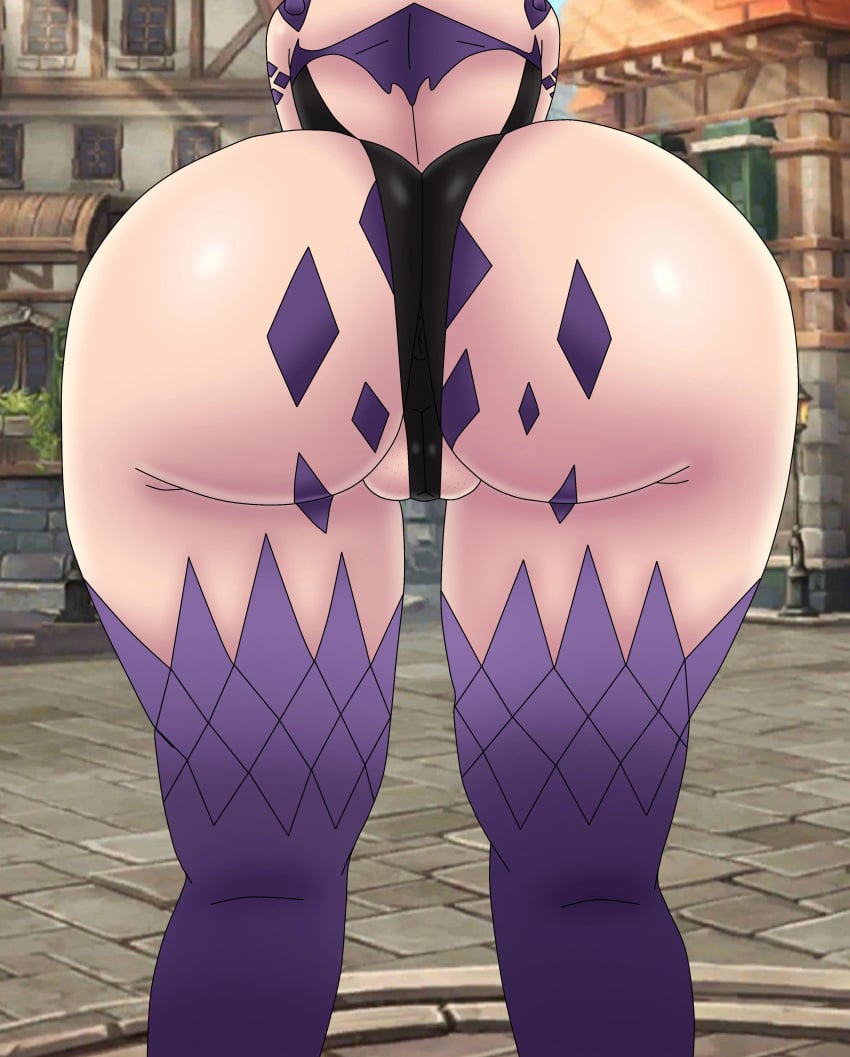 1girls almost_naked ass ass_focus big_ass chimeraindura dat_ass demon_girl exposed_ass female leo008 melascula nanatsu_no_taizai small_panties snake thick_ass thick_thighs thighhighs