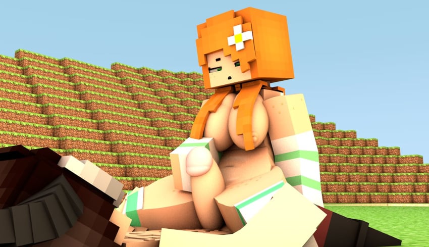 3d amber_green_(slipperyt) beach breasts commission demon_boy female green_eyes hair_covering_breasts half-dressed handjob horns horny horny_female human humanoid humanoid_penis looking_at_partner looking_at_penis looking_down mine-imator minecraft no_panties nude_female open_mouth orange_hair outside riding rubbing_penis_on_pussy supertwit tagme teenager touching_penis