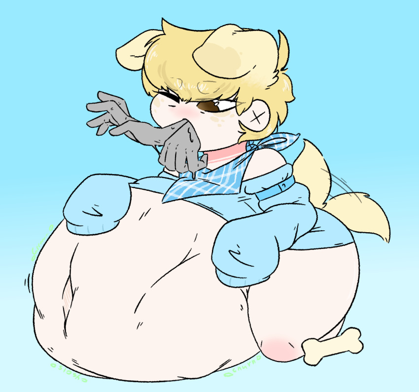 blonde_boi_(voredragon12345) blonde_hair cute digestion dog_boy dog_ears femboy oc unwilling_prey vore voredragon12345