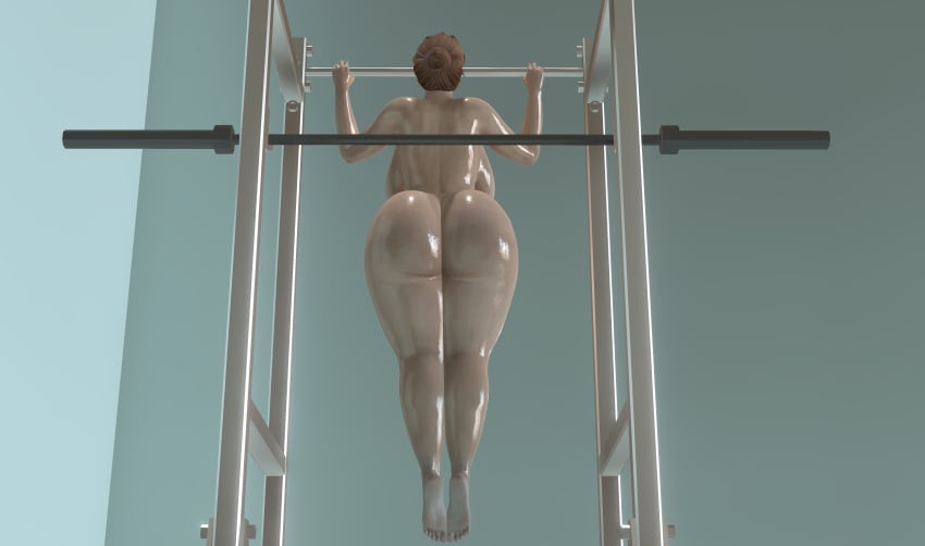 ass ass big_ass big_butt curvy female gym legs natsa oil oiled oiled_skin pull_ups thighs training wet workout