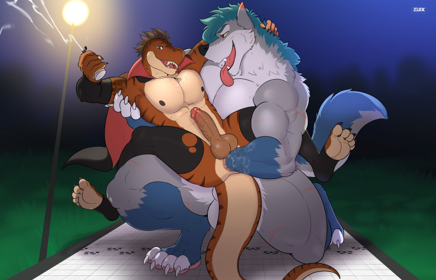 2021 2boys 5_toes absurd_res anal anal_fisting anthro anthro_on_anthro anus ass balls biceps big_dom_small_sub big_muscles blue_body blue_fur blue_hair brown_hair canid canine canis claws cumlube digital_media_(artwork) dinosaur dominant duo erection feet finger_claws fisting fur gay genitals grass grey_body grey_fur hair hand_in_ass hi_res holding_lube holding_object holding_partner humanoid_genitalia humanoid_penis lube lube_bottle lube_in_ass lube_on_hand male male/male mammal muscular muscular_anthro muscular_male muscular_thighs night nipples nude open_mouth open_smile orange_body outside pawpads paws pecs penis pink_pawpads plant quads reptile scalie scar sex sharp_teeth size_difference smile soles striped_body stripes tan_body teeth thick_thighs toe_claws toes tongue tongue_out vein veiny_penis were werecanid werecanine werewolf white_body white_fur wolf zourik