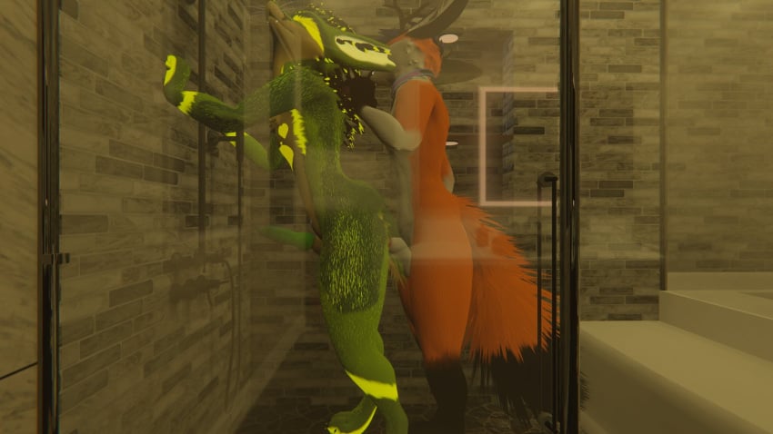 3d anal anal_sex animal_genitalia animal_genitals animal_penis anthro anthro_only balls canid canine canine_genitalia canine_genitals canine_penis collar duo erect erect_penis erection fur furry furry_only green_fur green_penis hi_res high_resolution highres knot male male_only naked nude penis red_penis rexouium tagme twitter vr_media vrchat vrchat_avatar wenge white_balls white_belly white_fur